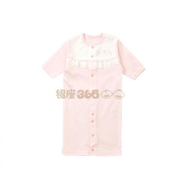 婴儿本铺Akachan/阿卡佳婴儿服 全棉长袖按扣两种穿法 粉色蕾丝小熊款